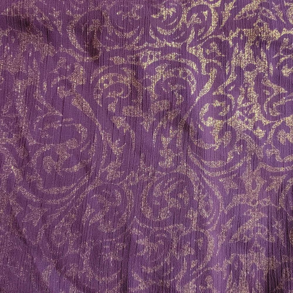 Cache Metallic Cold Shoulder Blouse Purple Gold Size Medium - Picture 7 of 16